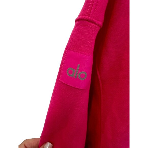 Alo Devotion Crew Neck Pullover NEW Cropped Sweatshirt Fuschia Pink - XS - Picture 4 of 5